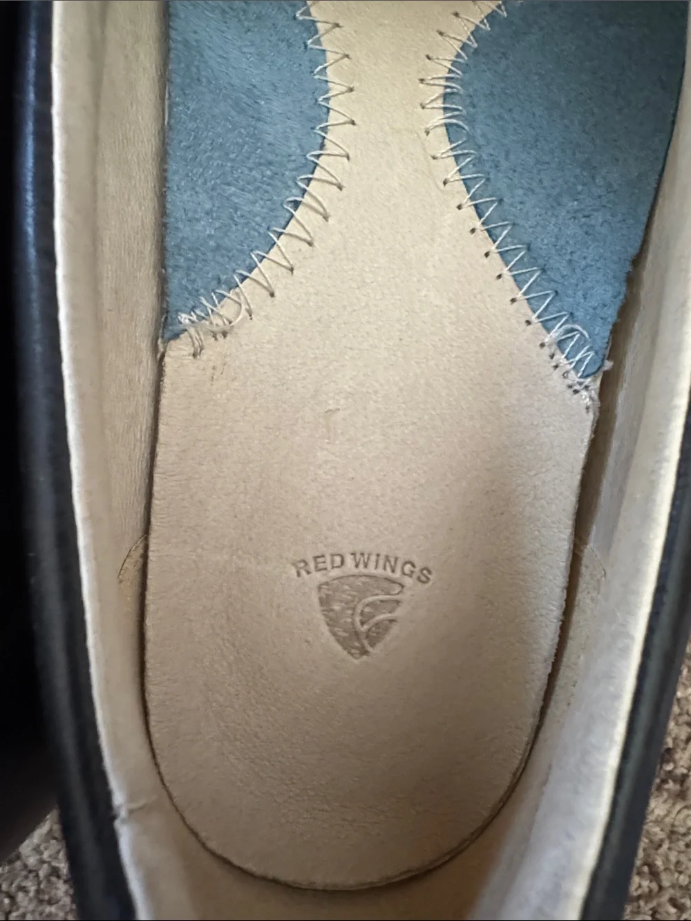 Red Wings Black Leather Slip-On Loafers with White Stitch Detailing